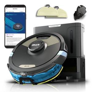 lot 61066 image: Shark Matrix Plus  2-in-1 Robot Vacuum & Mop for Carpets & Hard Floors  Sonic Mopping & Powerful Suction for Pet Hair  Self-Empty Base  60-Day Capacity  HEPA  LiDAR Nav  BlackGold  AV2610WA