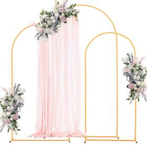 lot 61082 image: VEVOR Arch Backdrop Stand, Set of 3, 7.26.66 ft, Stable Structure, Easy Assembly, Gold Metal Arch Backdrop Stand for Wedding, Birthday Party, Graduation, Holiday Celebration, and Ceremony Decoration