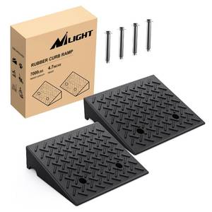 lot 61097 image: Nilight Rubber Curb Ramps, 4.7 Rise Height Heavy Duty Rubber Threshold Ramp, Portable Driveway Ramps for Cars Wheelchairs Scooter Lawn Mower, 7000lbs Load Capacity, 2 Pack, Black