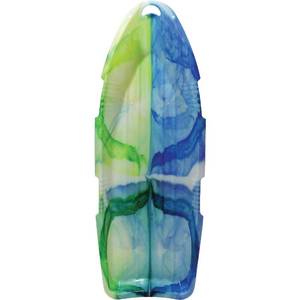 lot 61107 image: ESP 48 Day Glow Sno Cruiser Tobogga  Two-Rider Sled Tough Polyresin, Diamond-Polished Bottom Neon Tie Dye - Retail $34
