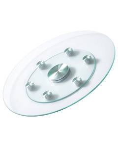 lot 61119 image: VEVOR 24 in Glass Lazy Susan Turntable, Tempered Glass Dining Table Centerpiece with 6 Rotating Wheels, 360° Smooth and Silent Spin Tabletop Rotating Tray, for Family Gatherings, Banquets & Weddings Faint Scratches  - Retail $51