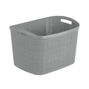 lot 61129 image: Curver Set of 2 XL 30.5 L Jute Decorative Plastic Organization and Storage Baskets - Perfect Bins for Home Office, Closet Shelves, Kitchen Pantry and All Bedroom Essentials, Grey