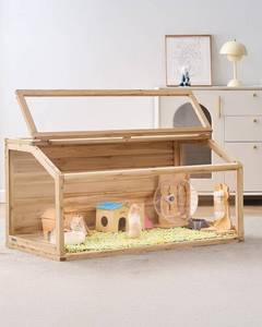 lot 63186 image: VEVOR Wooden Hamster Cage, 270° Viewing hamster Habitat, 32 x 16 x 16 in, Dwarf Hamster Cages with Openable Top, Ventilated Small Animal Cage, Pet Mouse Cage for Gerbils, Rats, Guinea Pigs, Mice