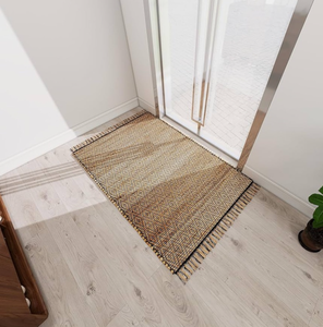 lot 63203 image: Eco Crave Handmade Jute Area Rug 3x5 ft Brown & Black Diamond Pattern Natural Hand-Woven Low Pile Non-Slip High Traffic Area Floor Rug for Indoor Outdoor, Farmhouse Boho Area Rug, 36x60 Inches