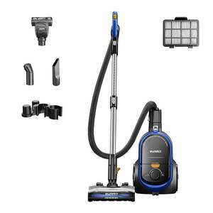 lot 63225 image: Eureka Bagless Canister Vacuum with Washable HEPA Filter, 16KPA Suction for CarpetsHard Floors, Compact Design with 3 Cleaning Tools, 2-Motor Household Vacuum, Lightweight and Easy Maneuverable