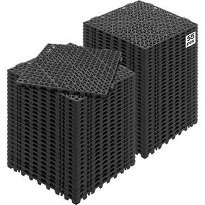 lot 63228 image: VEVOR Interlocking Tile 55PCS Black, Drainage Tiles 12 x 12 Splicing, Soft PVC Interlocking Drainage Floor Tiles, Non-Slip Drainage Holes for Restroom, Bathroom, Kitchen, Pool, Wet Areas