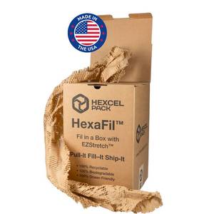 lot 63231 image: IDL Packaging HexaFil Honeycomb Packing Kraft Paper 15 x 20400 (1700 ft) in Self-Dispensed Box - Patented Cushioning Box Filler for Void Filling, Moving, Shipping - Alternative to Bubble Plastic