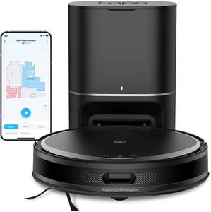 lot 62059 image: Tapo Ultra-Slim LiDAR Smart Navigation Robot Vacuum and Mop with Self-Emptying Dock, 5300Pa Max, 97% Dust Pickup Rate, Self-Charging, Compatible with Alexa & Google Home, RV20 Max Plus powers on