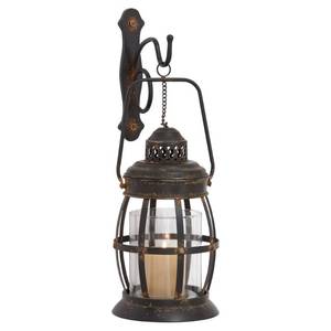 lot 62073 image: Deco 79 Metal Wall Sconce Suspended Pillar Lantern, 7 x 10 x 19, Brown