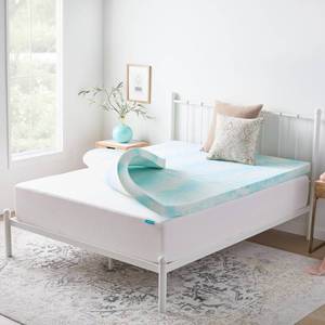 lot 62076 image: Linenspa 3 Inch Swirl Gel Memory Foam Mattress Topper, King Size Cooling Gel Infused, Ventilation Holes Pressure Relieving Bed Topper  CertiPUR Certified
