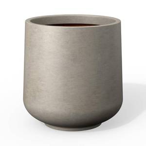 lot 62083 image: Kante 8.2 Dia Round Concrete Planter, Outdoor Indoor Large Plant Pots Containers with Drainage Hole and Rubber Plug for Home Garden Patio, Weathered Concrete