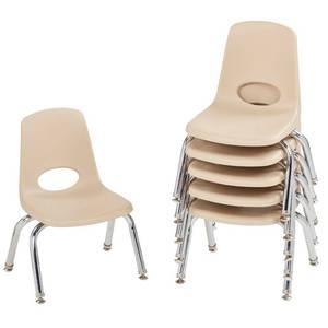lot 62104 image: FDP 10 School Stack Chair,Stacking Student Seat with Chromed Steel Legs and Nylon Swivel Glides For In-Home Learning or Classroom - Sand (6-Pack), 10356-SD
