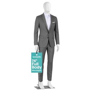 lot 62112 image: SereneLife 74 Male Mannequin Full Body Dress Form with Detachable Head, Hands and Legs, Adjustable Stand, 360 Degree Rotating Head, Tool Free Assembly for Clothing Display, Retail and Studio
