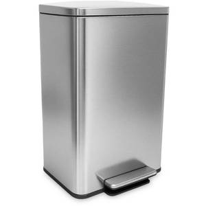 lot 62116 image: SIMPLI-MAGIC 50 Liter  13.2 Gallon Soft-Close, Smudge Resistant Trash Can with Foot Pedal and Built in Filter- Stainless Steel, Sleek Finish