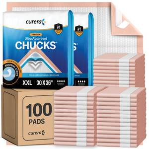 lot 62117 image: Curera Chucks� Premium Disposable Underpads 30x36100-Count Ultra Absorbent Chux Incontinence Bed Pads Disposable Adult with Adhesive Tape, Pee Pads Pet Training Pads XX-Large 30x36 Bulk Pack