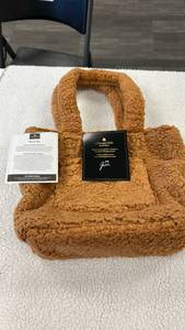 lot 16022 image: Sherpa Teddy Bear Fleece Tote Bag - Bumblebella Jill Martin