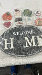 lot 16043 image: Welcome Home Oval Sign with 8 Seasonal Magnets by Valerie Parr Hill