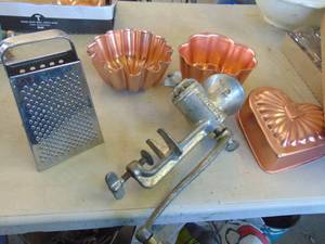 lot 4346 image: Meat Grinder and Jello Molds