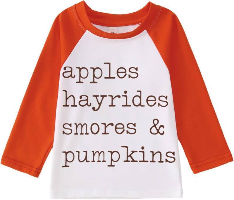 lot 56641 image: Toddler Baby Boy Girl Thanksgiving Shirt Long Raglan Sleeve Turkey Letter Print T-Shirt Little Kid Fall Top Clothes