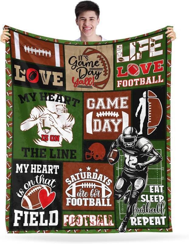 lot 65060 image: Football Blanket Football Gifts for Boys Men Sports Flannel Fleece Blanket Footballs Lover American Footballs Pattern Soft Cozy Throw Blanket Team Gift for Teens Adult 50x60