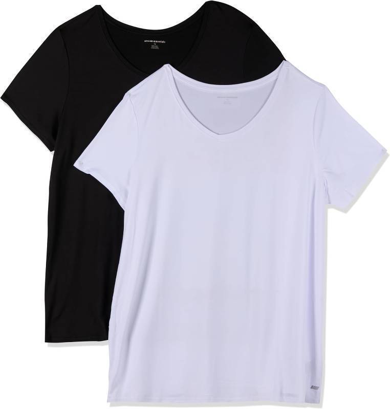 lot 55675 image: NEW Amazon Essentials Quick Dry V-Neck Tee 2-pack XS