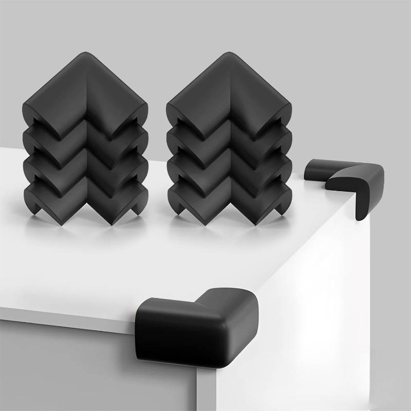 lot 55823 image: NEW 8-Pack NiceTCU L-Shaped Extra Thick Furniture Table Edge Protection Foam Baby Safety Bumper Guard for Fireplace, Table, Stairs, Cabinet(Black)