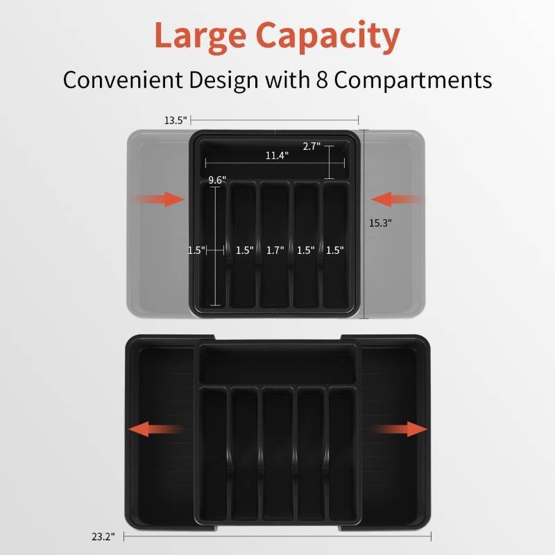 lot 42 image: Silverware Drawer Organizer, Expandable Utensil Tray BPA Free WHITE