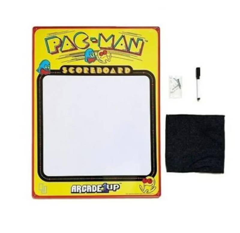 lot 63981 image: PAC-MAN Tin Scoreboard with Dry Erase Kit ARCADE1up Whiteboard mounting kit