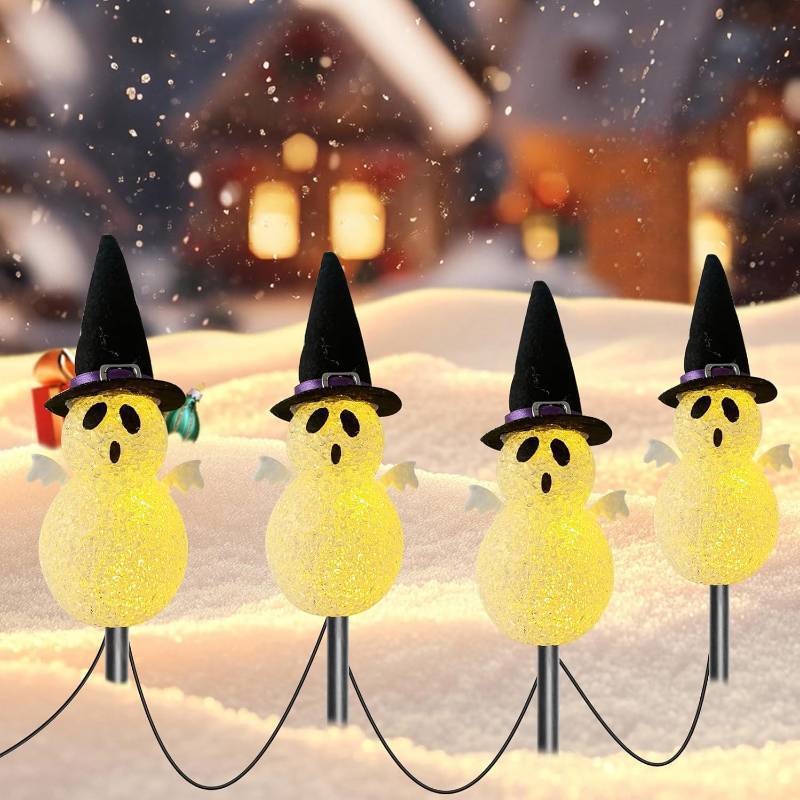 lot 64889 image: Halloween Light Stakes Ghost Lights Outdoor 7ft 4 Ghosts with 4 Stakes Light Up for Yard Driveway Garden Yard Lawn Halloween Decor