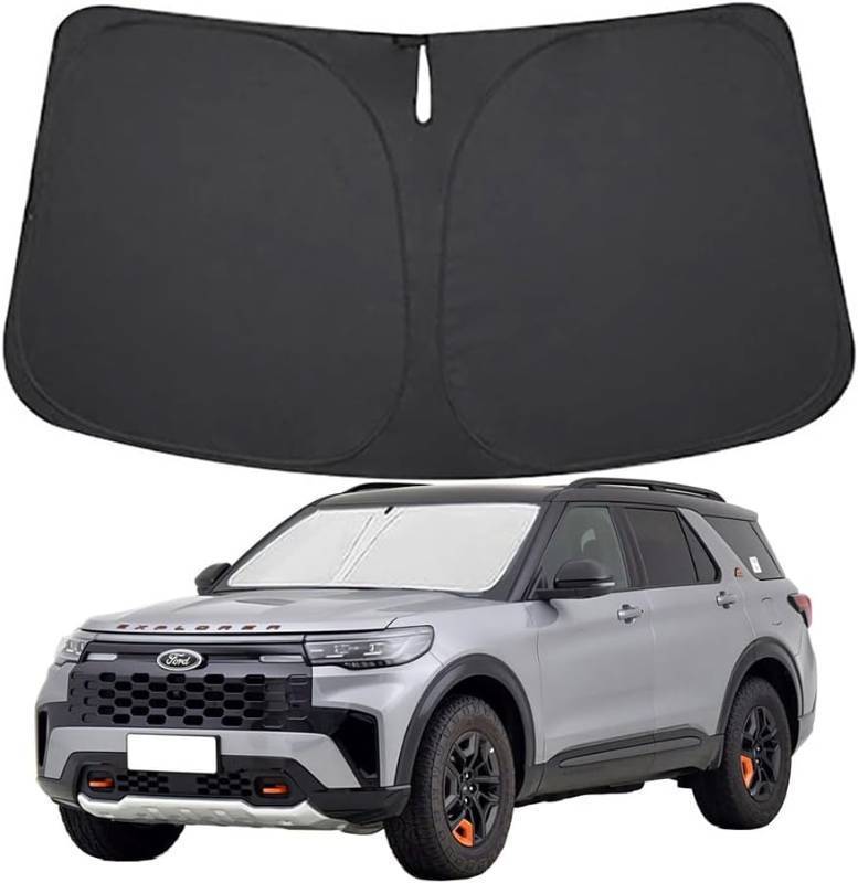 lot 65274 image: Windshield Sun Shade for Ford Explorer 2020 2021 2022 2023 2024 2025 2026 Front Window Shade Sun Visor Protector Ford Explorer Accessories Foldable Sunshade Blocks UV Rays Keeps Your Car Cooler