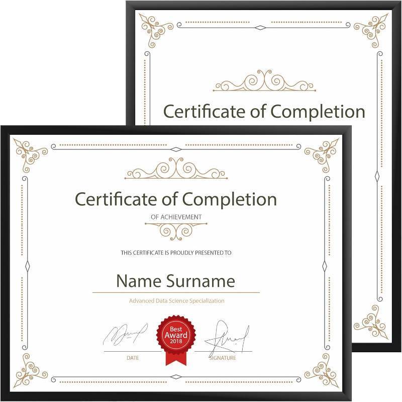 lot 65374 image: An&He Certificate Frame with Clear Acrylic Panel, 8.5 by 11 Picture Diploma Document Degree Frames for Wall and Tabletop, 2 Pack, Black