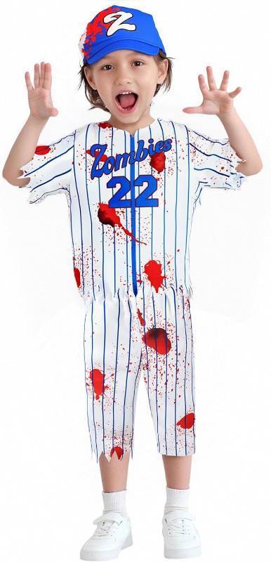 lot 65405 image: Scary Boys Home Run Horror Baseball Player Zombie Children Halloween Role Playing Costumes Scary for Kids Halloween Parties