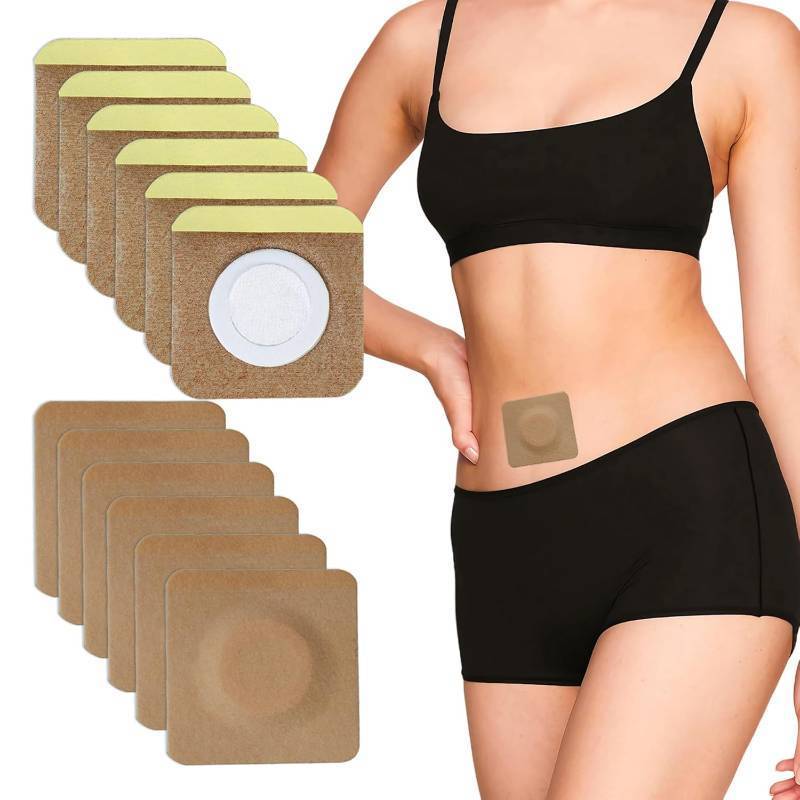lot 65441 image: Castor Oil Pack Wrap for Belly Button, 12pcs Disposable 3.2 x 3.2 inch Self-Adhesive Organic Cotton Patch, No Wash, Anti-Seepage Castor Oil Wraps Pads (Oil Not Included)