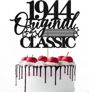 lot 64068 image: Classic 1944 Original Cake Topper, Happy 81st Birthday,1944 Vintage Birthday legend Cake Decor,Men and Women Limited Edition 81 Years Old Handmade Black Glitter Party Supplies
