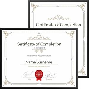 lot 64154 image: An&He Certificate Frame with Clear Acrylic Panel, 8.5 by 11 Picture Diploma Document Degree Frames for Wall and Tabletop, 2 Pack, Black