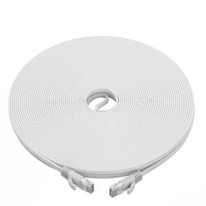 lot 64160 image: Cat 6 Ethernet Cable 100 Feet, RJ45 Outdoor&Indoor, High Speed 10Gbps, Cat6 Long Flat Internet LAN Patch Cord, Copper Clad, Direct Burial, Weatherproof Cable for POE Camera, Gaming - White