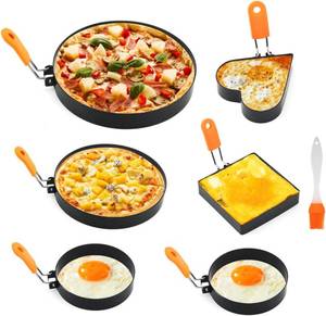 lot 64173 image: 6 Packs Egg Ring, Egg Rings For Frying Eggs, There Are Circles, Squares, And Hearts Egg Circles For Frying Eggs, Egg Molds That Can Be Used For Breakfast Sandwiches