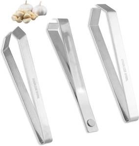 lot 64192 image: 3pcs Stainless Steel Garlic Peeler, Garlic Skin Remover Garlic Tweezers Simple Fish Bone Tweezers Portable Garlic Peeling Clips Prevent Garlic Smell on Your Hands Tool for Cooking Kitchen