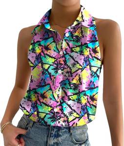 lot 64228 image: ASTANFY Women Hawaiian Shirts Summer Beach Tank Tops Colorful Sleeveless Vacation Shirts