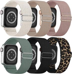 lot 64246 image: 6 Pack Stretchy Solo Loop Compatible with Apple Watch Bands 41mm 40mm 38mm 44mm 45mm 46mm 42mm 49mm Women Men, Water-Resistant Nylon Elastic Sport Strap for iWatch Series 11 10 9 8 7 6 5 4 3 SE Ultra