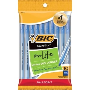 lot 64248 image: BIC Xtra Life Ballpoint Pens, Medium Tip, 10ct - Blue