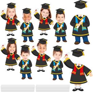 lot 64249 image: Cinrobiye 48 Set Graduation Hat Gown Cutout Preschool Grad Bulletin Board Decoration Grad Paper Cut Outs Photo Picture Frames Craft Kit Classroom Decor for Kindergarten School Home Party Supply