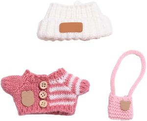 lot 64251 image: Clothes for Doll (NO Doll) , Handcrafted Crochet 3-Piece Set for 17cm Dolls, Premium Outfit with Accessories for , Stylish Clothes for Dolls(Style C)