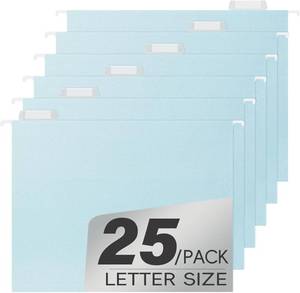 lot 64263 image: High Capacity Blue Hanging File Folders,Pastel Colors,Heavy Duty for Filing Cabinet,Insertable Tabs,Letter Size-25 Pack