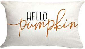 lot 64272 image: GTEXT 12x20 inch Fall Throw Pillow Cover Hello Pumpkin Cushion Cover Autumn Decor Fall Pumpkins Pillowcase Outdoor Pillow Linen Square Cushion,Sofa Fall Pillow Cover