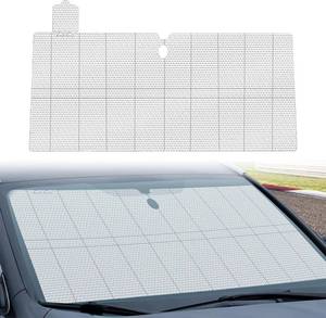 lot 64277 image: Foldable Car Sun Shade for Windshield 55x29.5 - Reflective Aluminum Foil Sunshade with Storage Pouch, UV Protection & Heat Shield for Cars, Trucks, SUVs