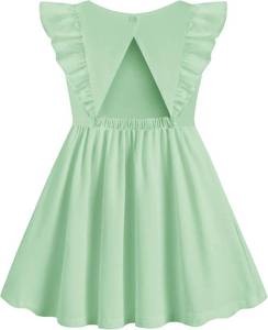 lot 64309 image: Arshiner Toddler Girl Dresses Ruffle Sleeve Dress for Girl Kids Summer Casual Beach Backless Sundresses with Pockets 2-6T