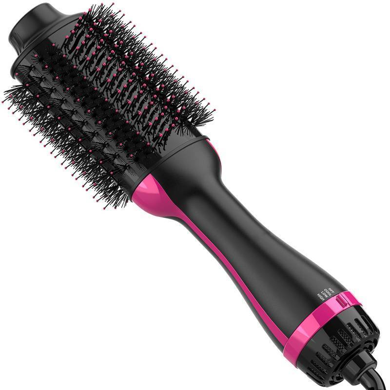 lot 45511 image: Hair Dryer Brush, 4 in 1 One Step Hair Dryer and Styler Volumizer, Professional Hot Air Brush with Negative Ion Anti-frizz Blowout for Drying, Straightening, Salon, Black Pink - Retail $32