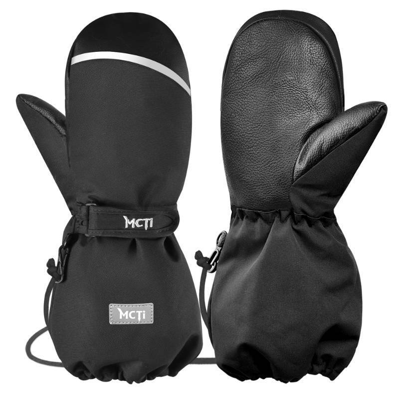 lot 45524 image: Kids Mittens Waterproof Winter Ski Warm Sherpa Lined Long Cuff with String (Black, XXX-Small(Fits 2-4 Years)) - Retail $17