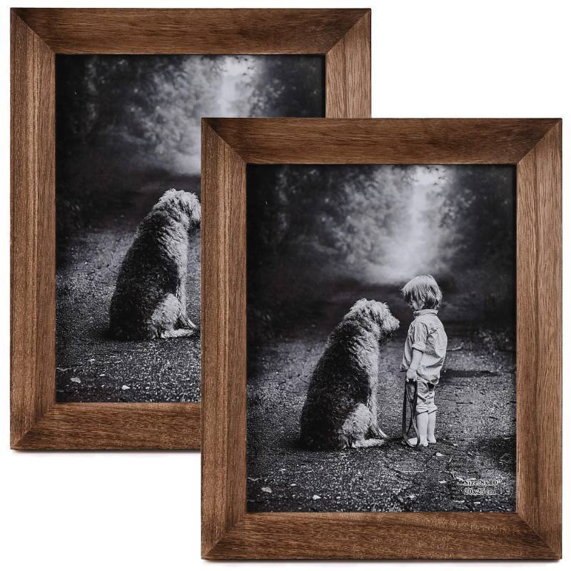 lot 45534 image: 8x10 Picture Frame, Natural Solid Wood Photo Frame Display for Tabletop And Wall High Definition Glass Carbonized Black(2 pack) - Retail $23
